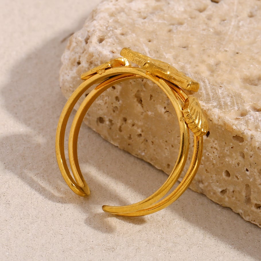 1 Stück Simple Series Vacation Turtle Edelstahl Goldfarben Damen Verstellbare Ringe Bild6