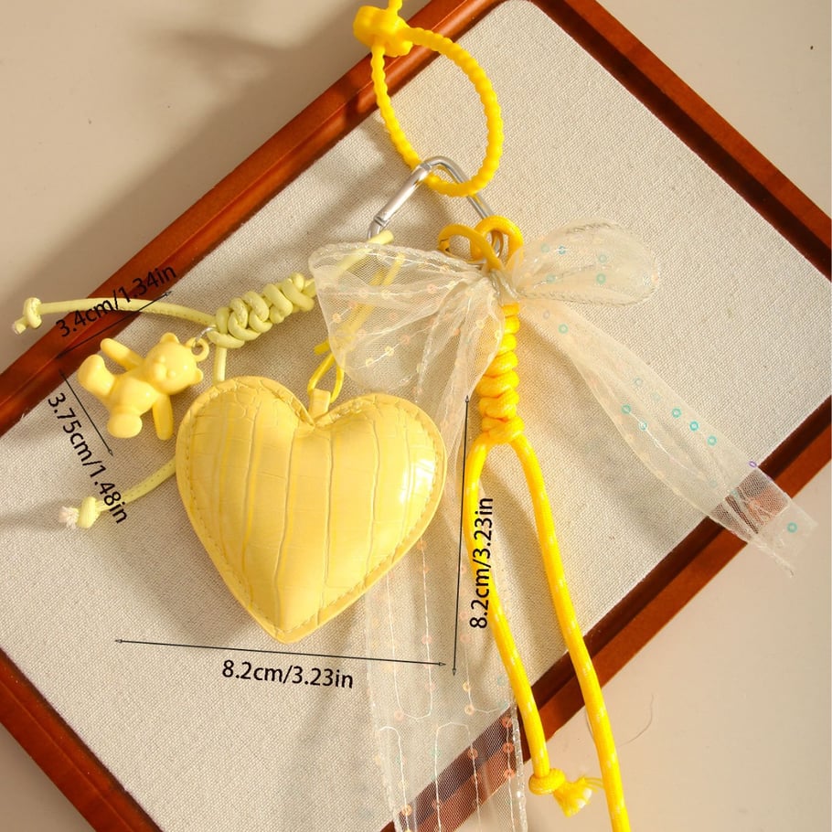 Cute and Delicate Yellow Heart Bow Women's Bag Charms Picture2