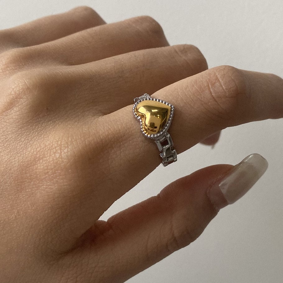 Retro Heart Stainless Steel Gold Color Women's Rings Picture3