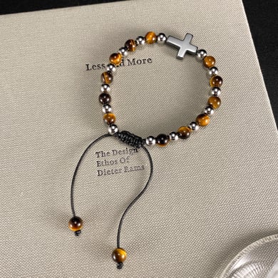 Stylish Cross Stainless Steel Men's Beaded Bracelets h5 Picture4