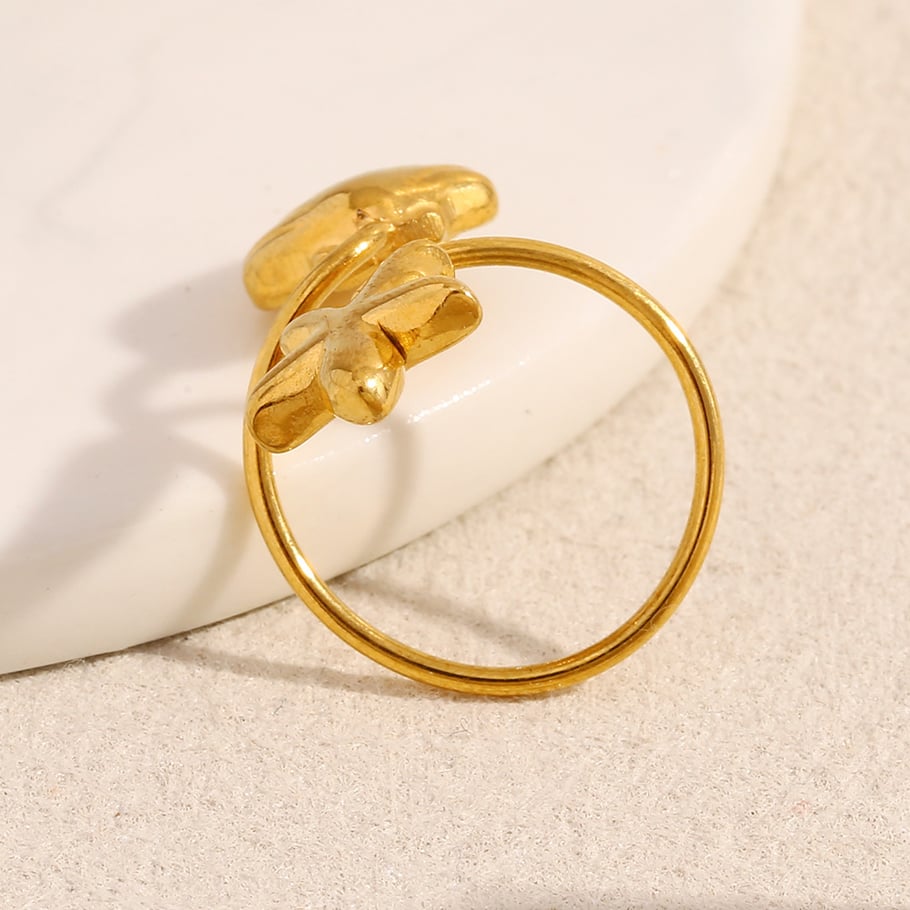 Starfish & Shell Stainless Steel Gold Color Adjustable Rings Picture6