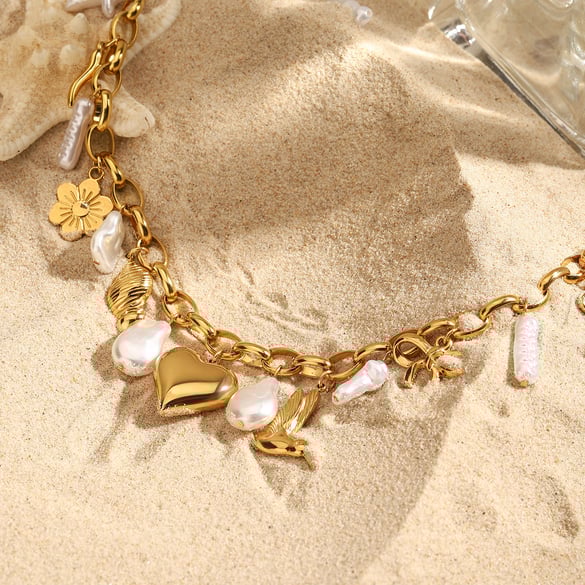 Ins Style Heart Stainless Steel Gold Color Pendant Necklaces 2