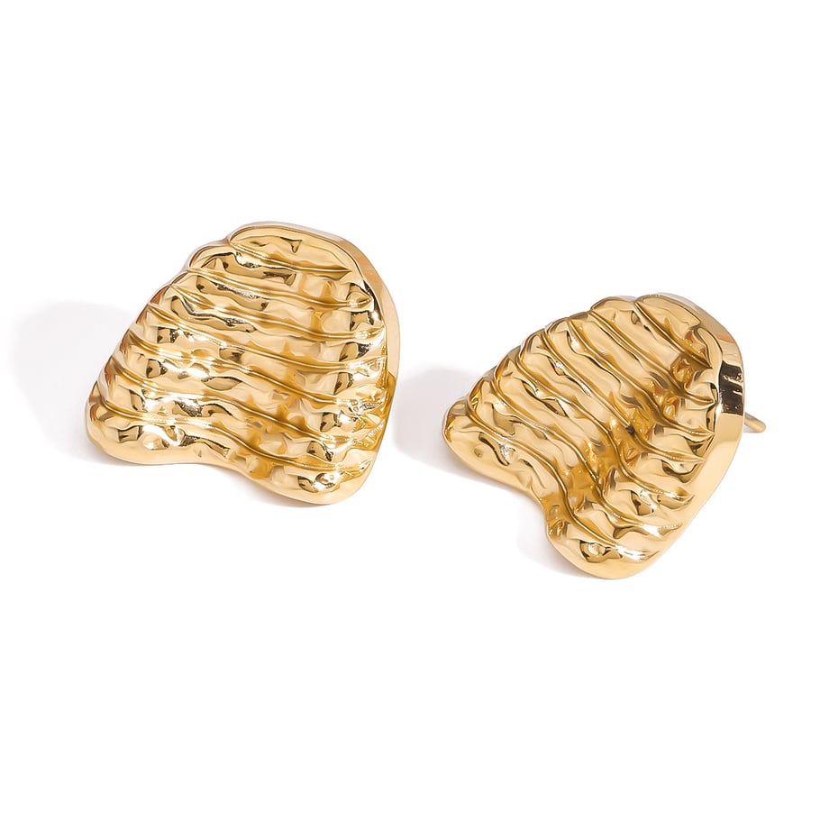 Classic Stainless Steel  Gold Color Stud Earrings 