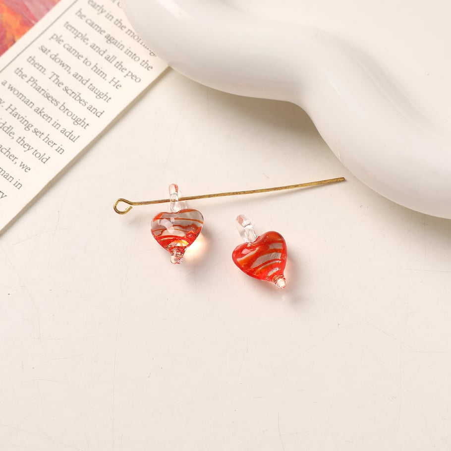 1 Piece Stripe Heart Glass DIY Women's Pendants 
