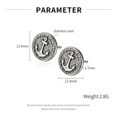 1 Pair Modern Retro Boat Anchor Stainless Steel Men's Earrings h5 Picture6