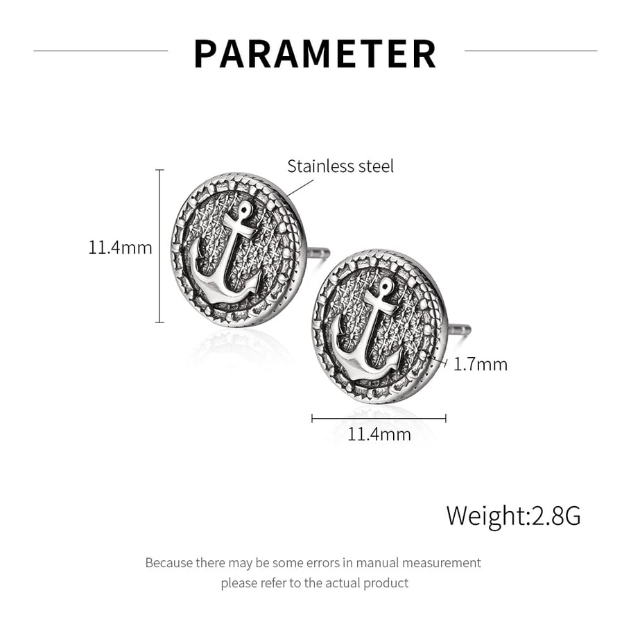 1 Pair Modern Retro Boat Anchor Stainless Steel Men's Earrings Picture6