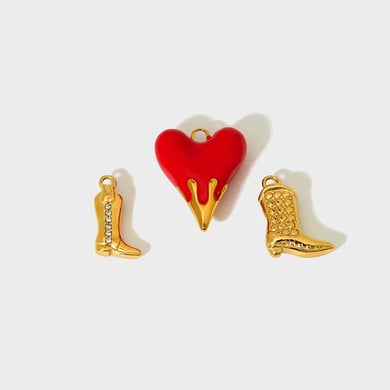 Retro Heart Stainless Steel  Gold Color Pendant h5 Picture5