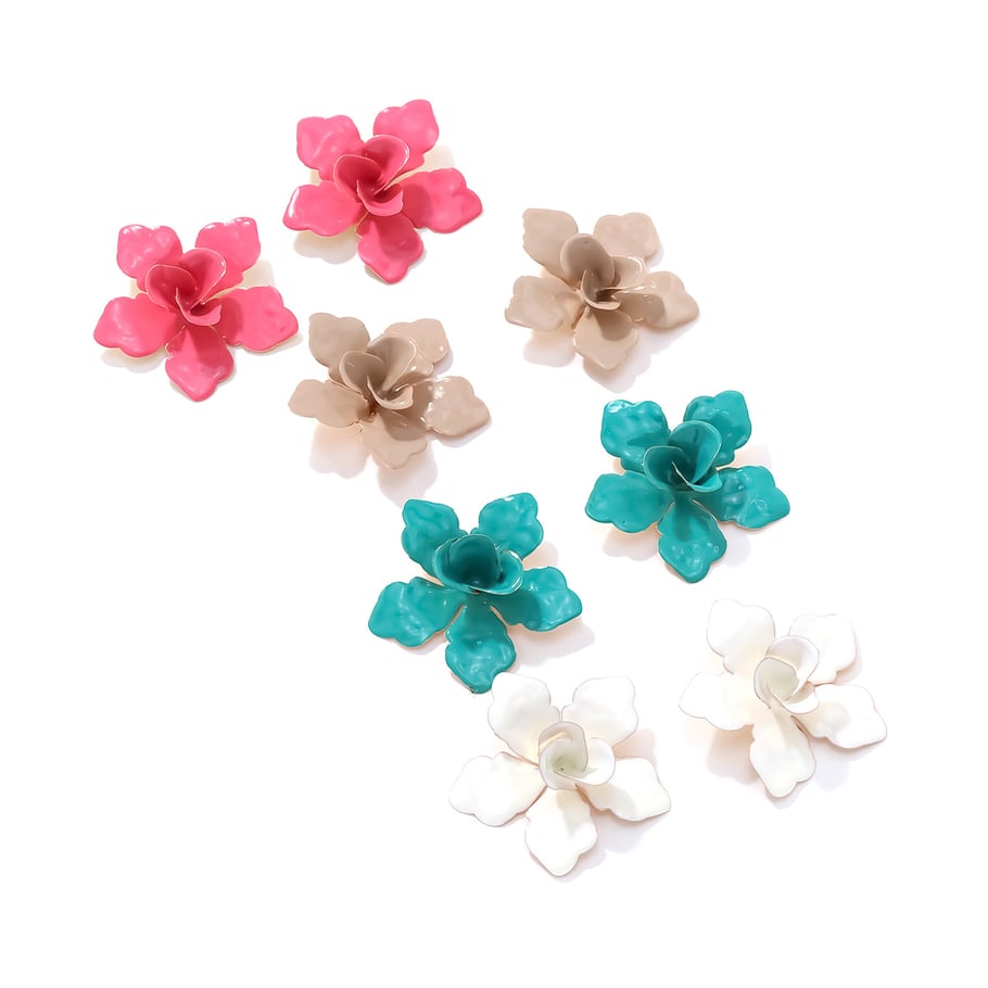 1 Pair Vacation Style Iron Large Flower Stud Earrings Picture3