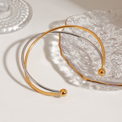 Einfache geometrische Manschettenarmbänder aus Edelstahl in verschiedenen Farben h5 Bild5