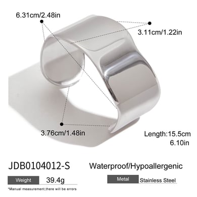 Solid Color Stainless Steel Cuff Bracelet h5 Picture2