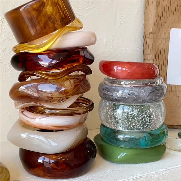 1 pieza de brazaletes de resina geométricos simples de serie simple para mujer