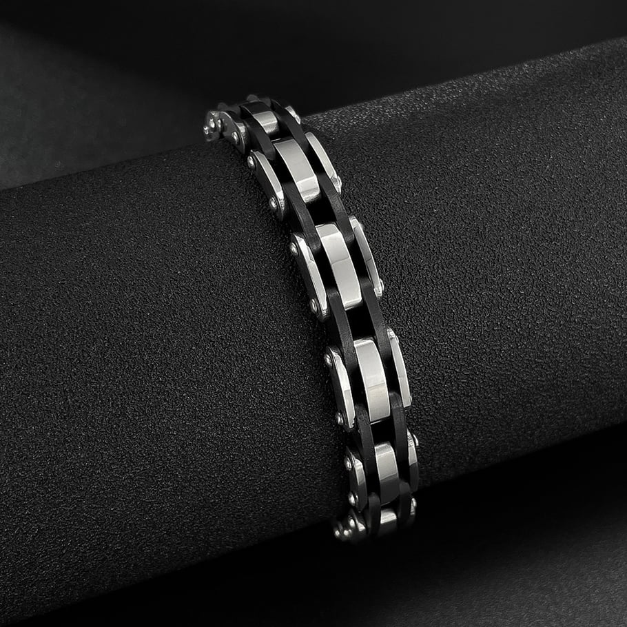 1 Piece Bold Series Fashionable Geometric Stainless Steel Men's Bracelets Picture4