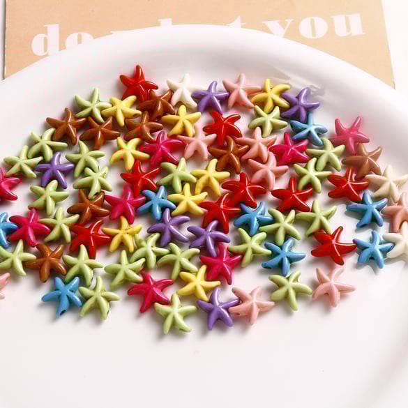 Perline fai da te per gioielli con stelle marine colorate e turchese bianco 2
