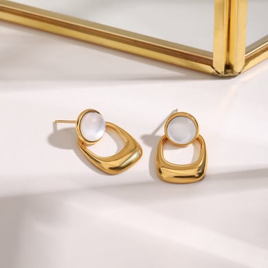 1 Pair Retro Stainless Steel Gold Color Women's Drop Earrings h5 Picture3