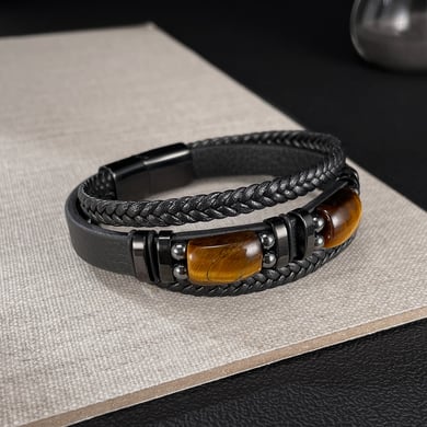 1 Piece Rugged Leather Men's Bracelets h5 Picture3