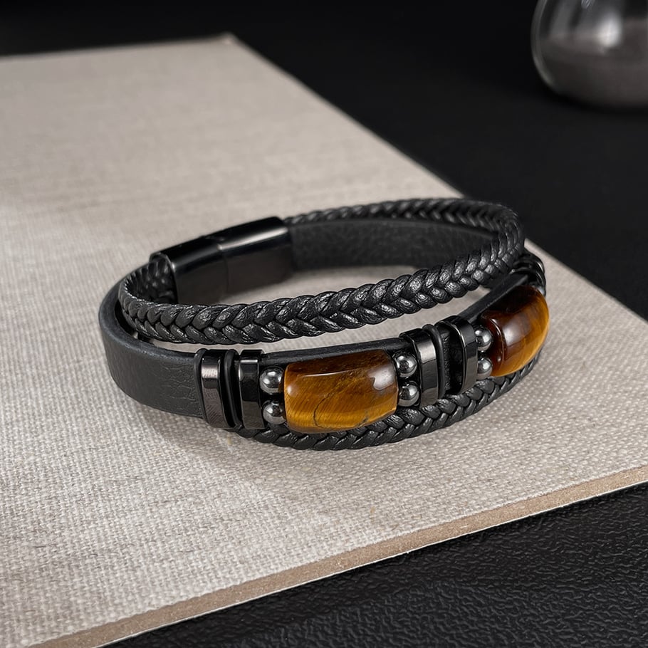 1 Piece Rugged Leather Men's Bracelets Picture3