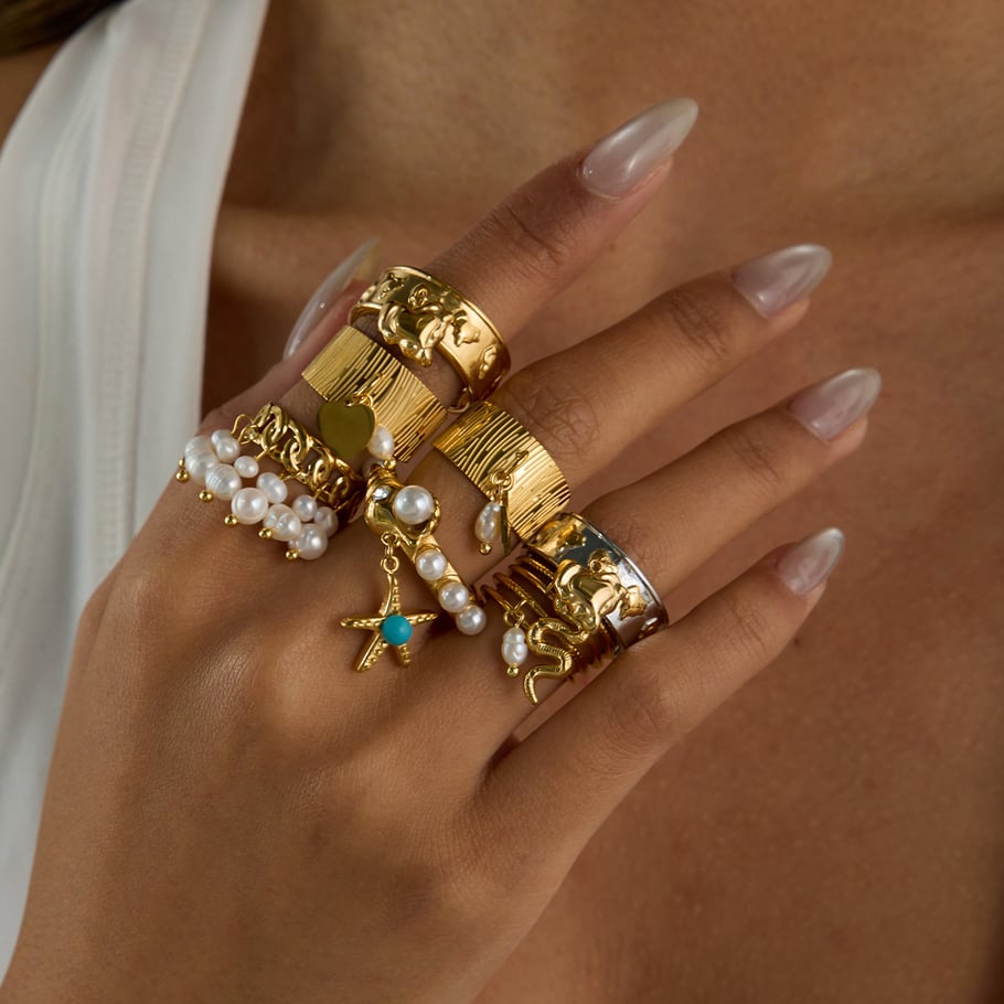 Ins Style Herz Edelstahl Gold Farbe Statement Ringe Bild4