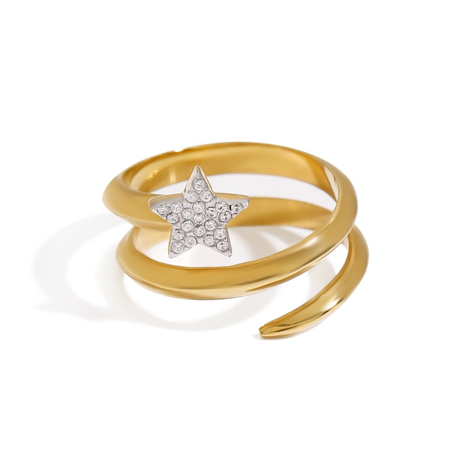 Simple Star Stainless Steel Gold Color Minimalist Rings 