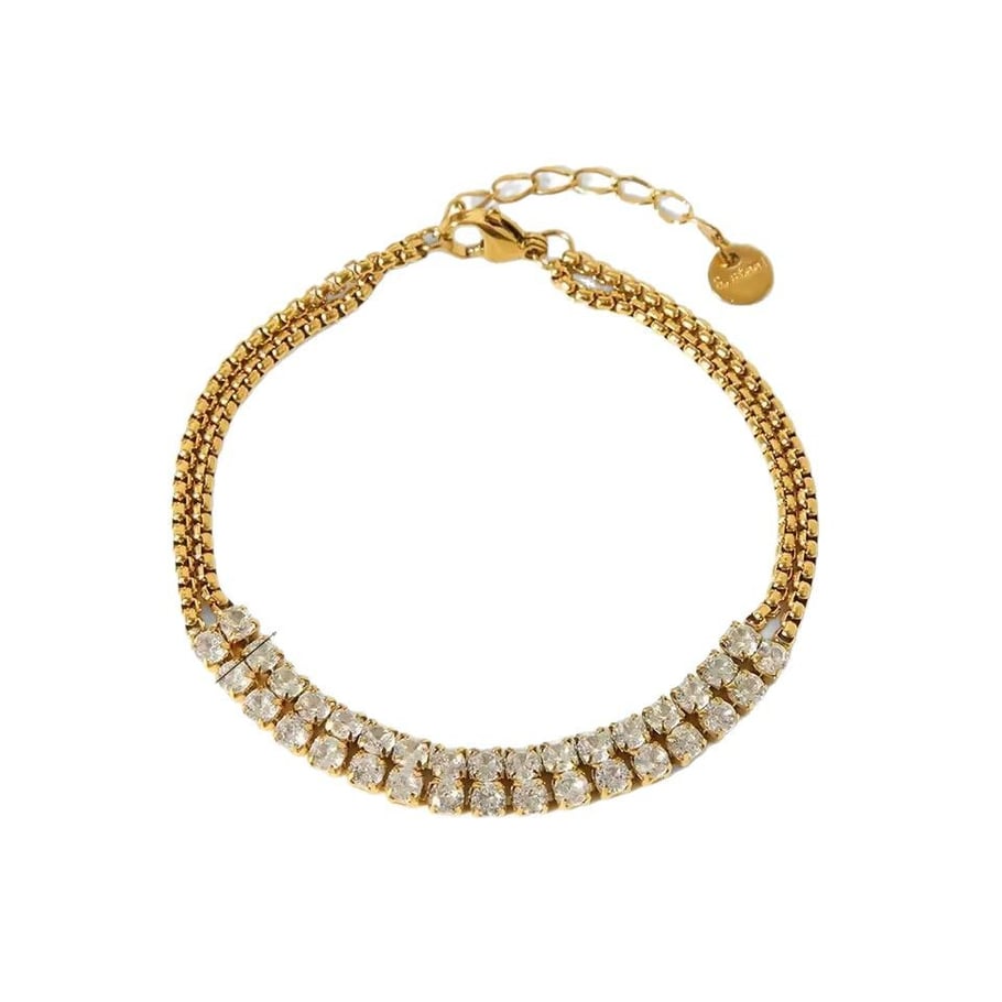 Bracelets pour femme en acier inoxydable incrustés de pierres précieuses orientées, design léger et luxueux Image5
