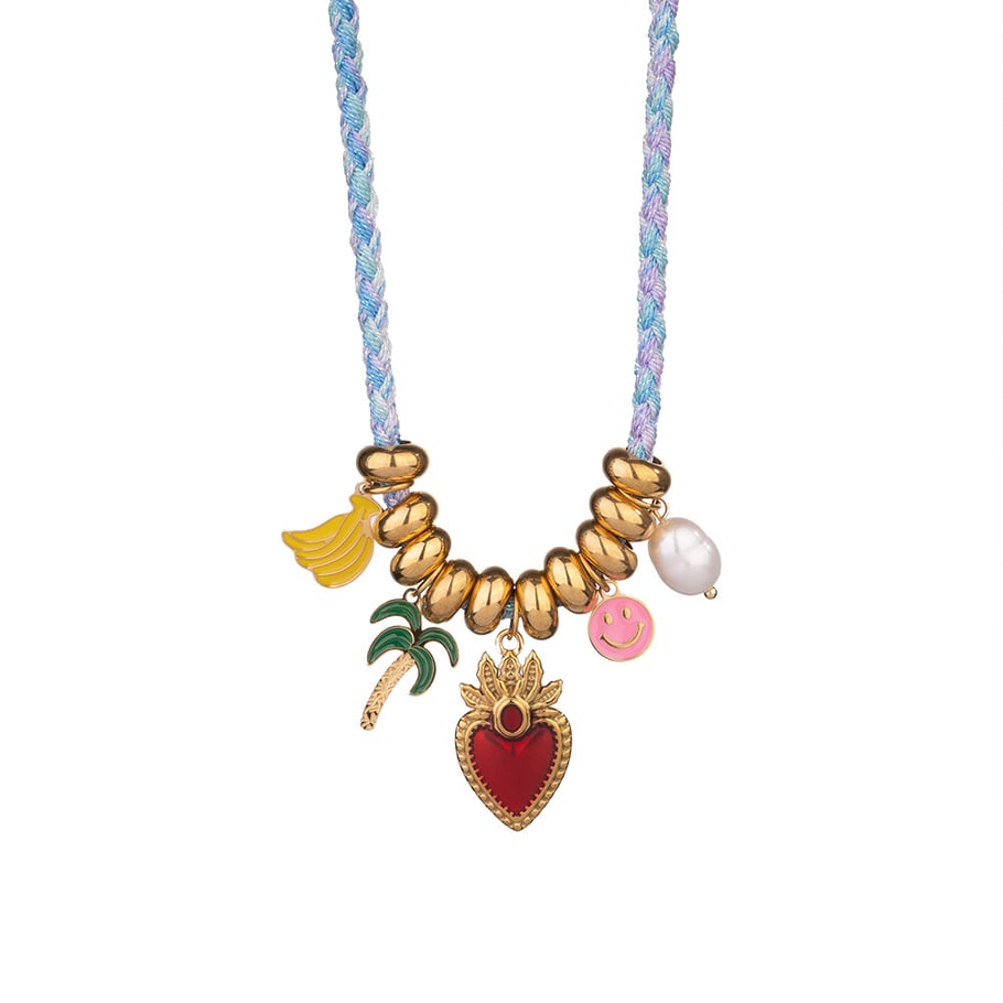 Tropical Fruits Vacation Stainless Steel Gold Color Women's Pendant Necklaces 