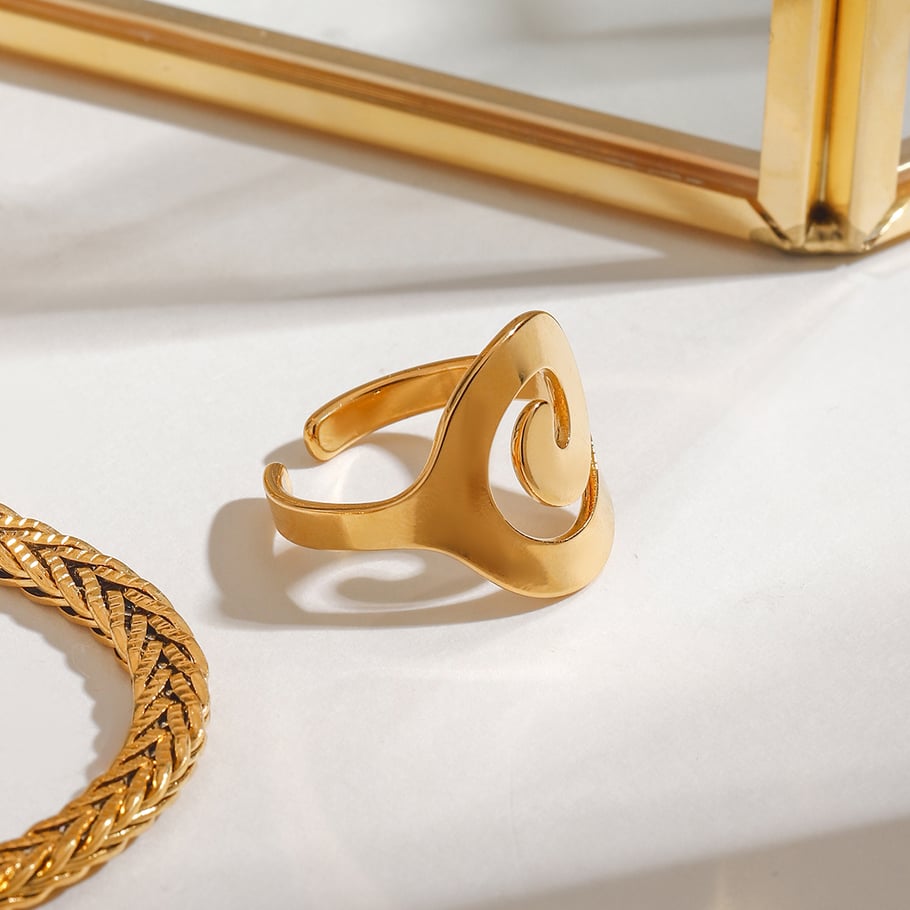 1 Piece Simple Series tainless Steel Gold Color Women's Adjustable Rings Picture3