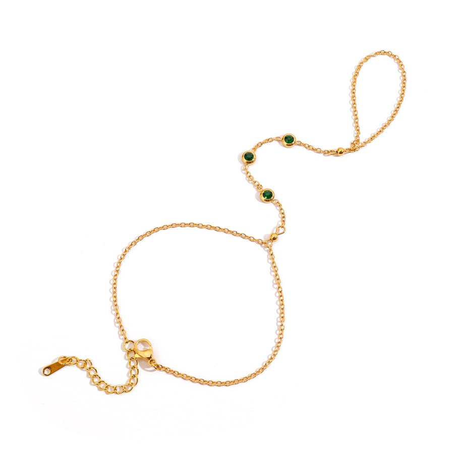 Retro Geometric Stainless Steel Gold Color Finger Chain 