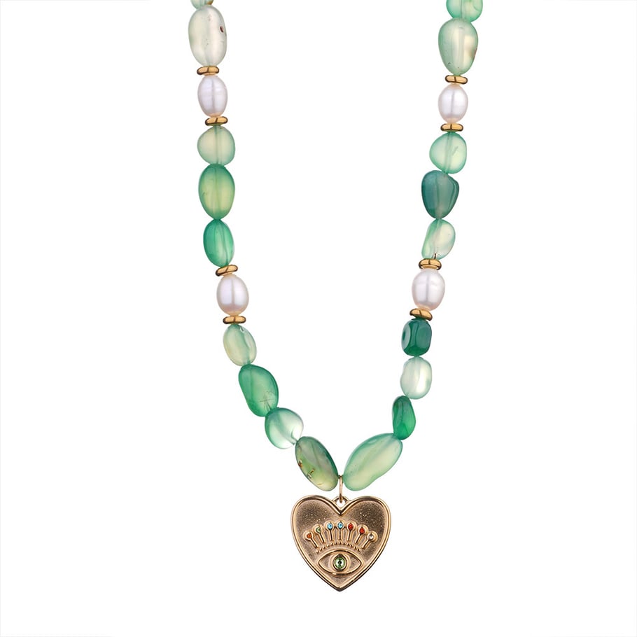 1 Piece Statement-making Series Natural Flower Stainless Steel Gold Color Green Natural Stone Women's Beaded Necklaces Picture7