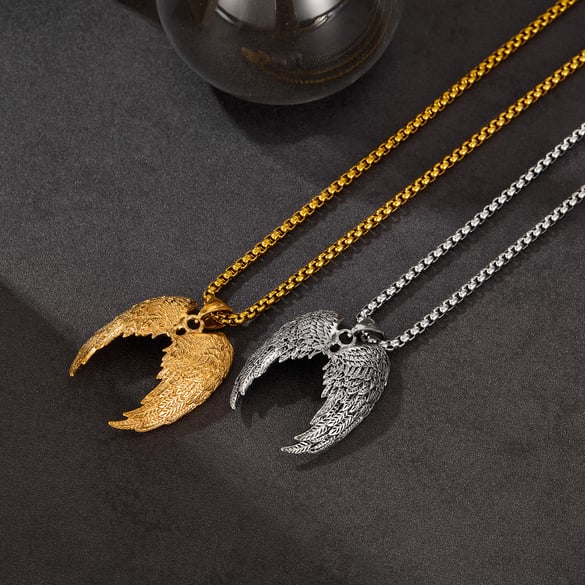 Collana con ciondolo da uomo in acciaio inossidabile con ali, 1 pezzo