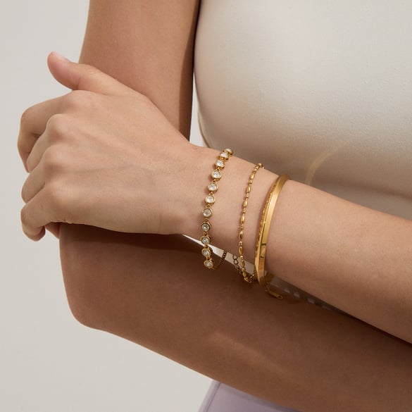 1 Piece Classic Stainless Steel Gold Color Women's Chain Bracelets 2