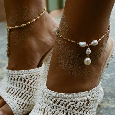 1 Piece Ins Style Stainless Steel Gold Color Women's Anklets h5 Picture4