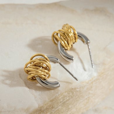 Ins Style Geometric Stainless Steel Hoop Earrings h5 Picture3