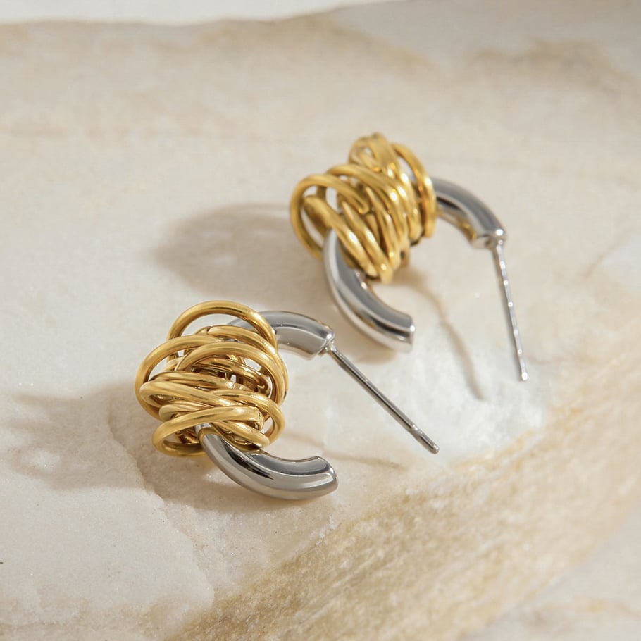 Ins Style Geometric Stainless Steel Hoop Earrings Picture3