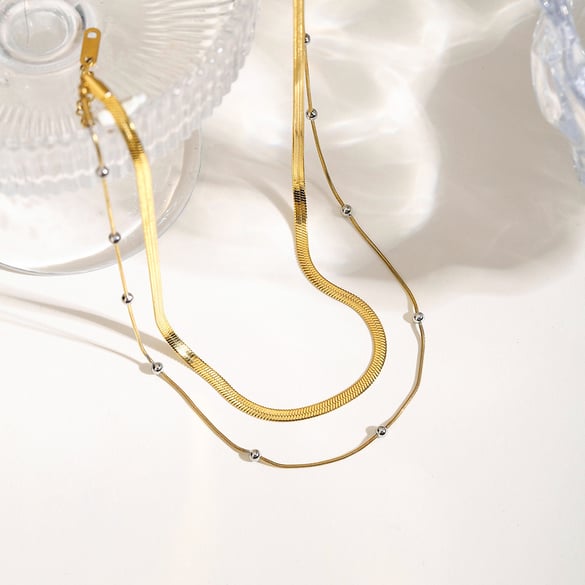 1 Piece Stainless Steel Gold Color Women's Layered Necklaces