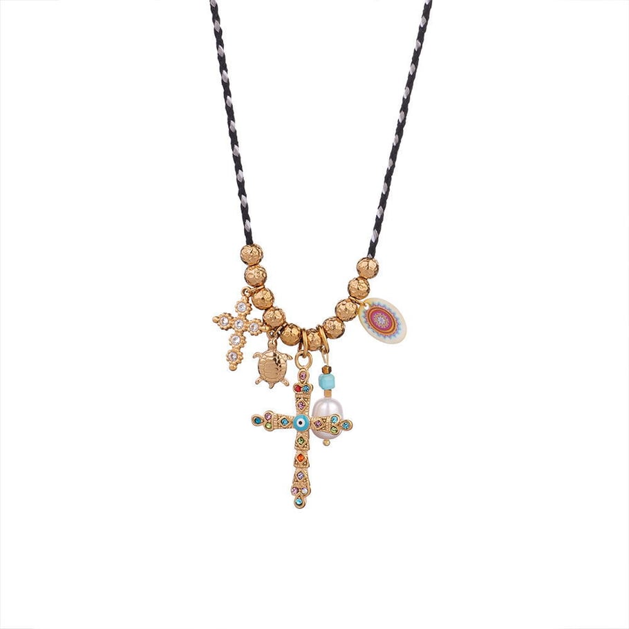 1 Piece Sophisticated Series Elegant Cross Stainless Steel Gold Color Women's Pendant Necklaces Picture6
