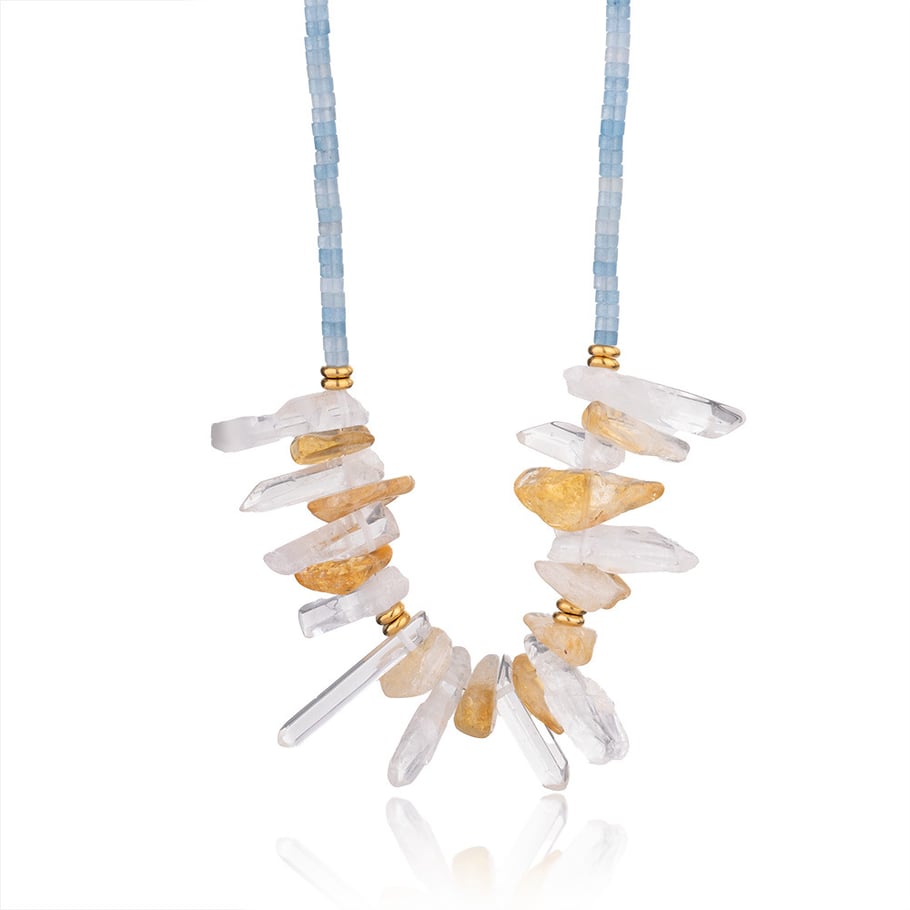 1 Piece Ocean Series Vacation Fish Irregular Crystal Gold Color Natural Stone Women's Beaded Necklaces Picture10
