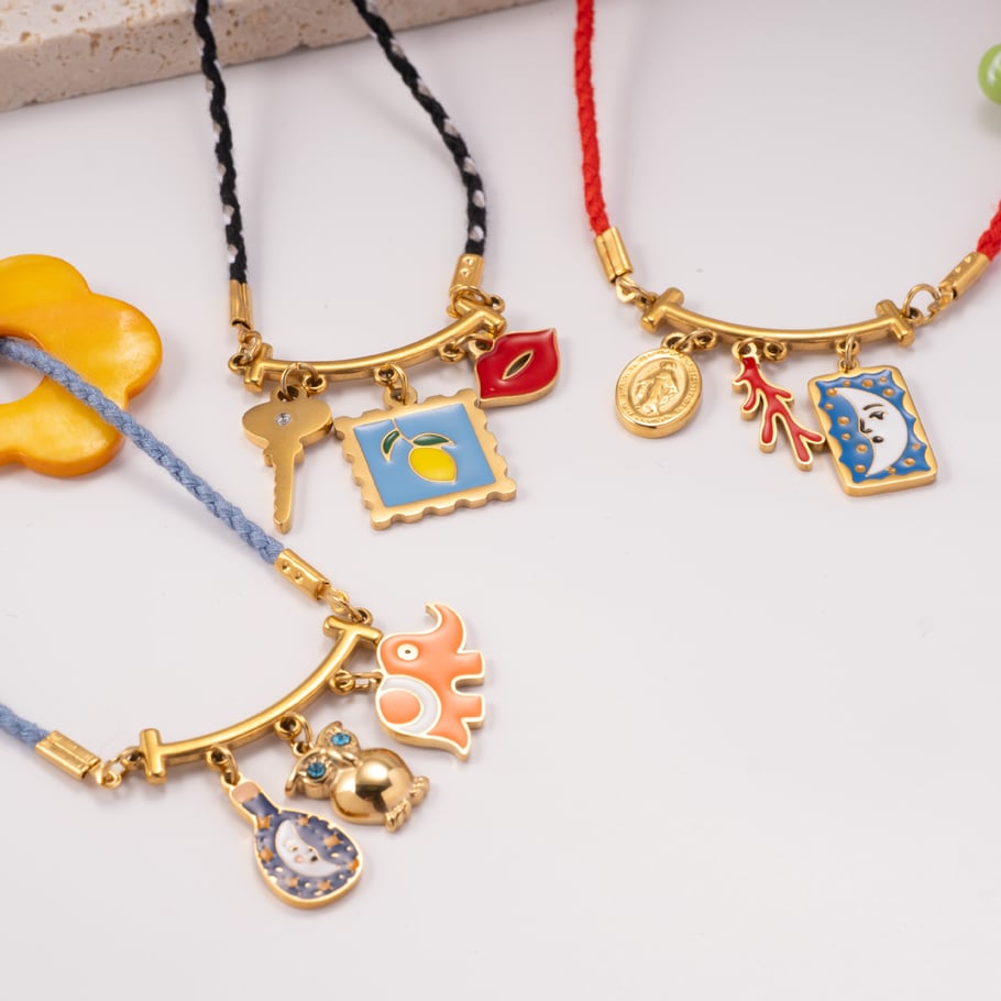 1 Piece Vivid Series Elegant Flower Oil-spot Glazing Stainless Steel Gold Color Women's Pendant Necklaces Picture4
