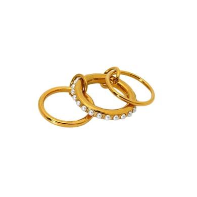 Fashion Chain Stacking Gold Stainless Steel Women's Ring h5 Picture5