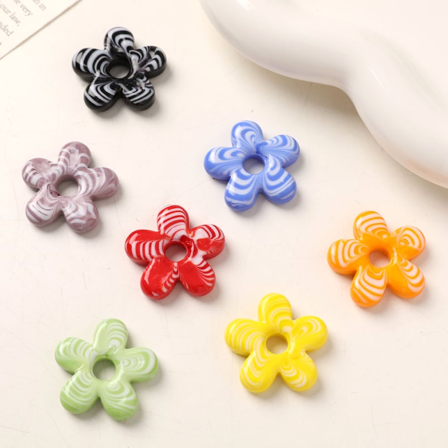 1 Piece Stripe Flower Glass DIY Women's Pendants Picture3