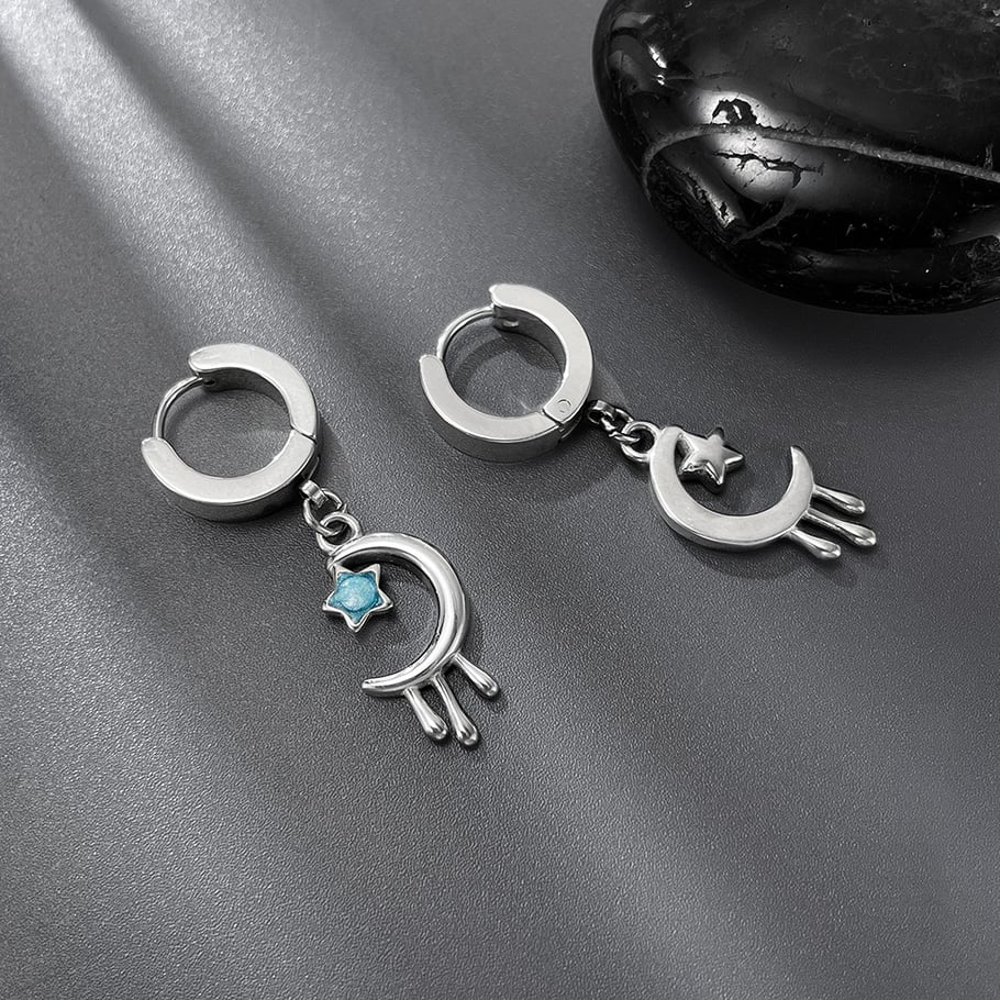 Pendientes colgantes de acero inoxidable con estrella sofisticada para mujer Imagen4