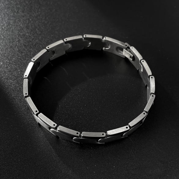 Braccialetti da uomo in acciaio inossidabile con motivo geometrico punk, serie semplice, 1 pezzo 2