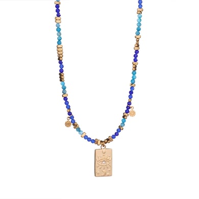 1 Piece Exquisite Series Retro Moon Shape Pendant Stainless Steel Gold Color Women's Beaded Necklaces h5 Picture8
