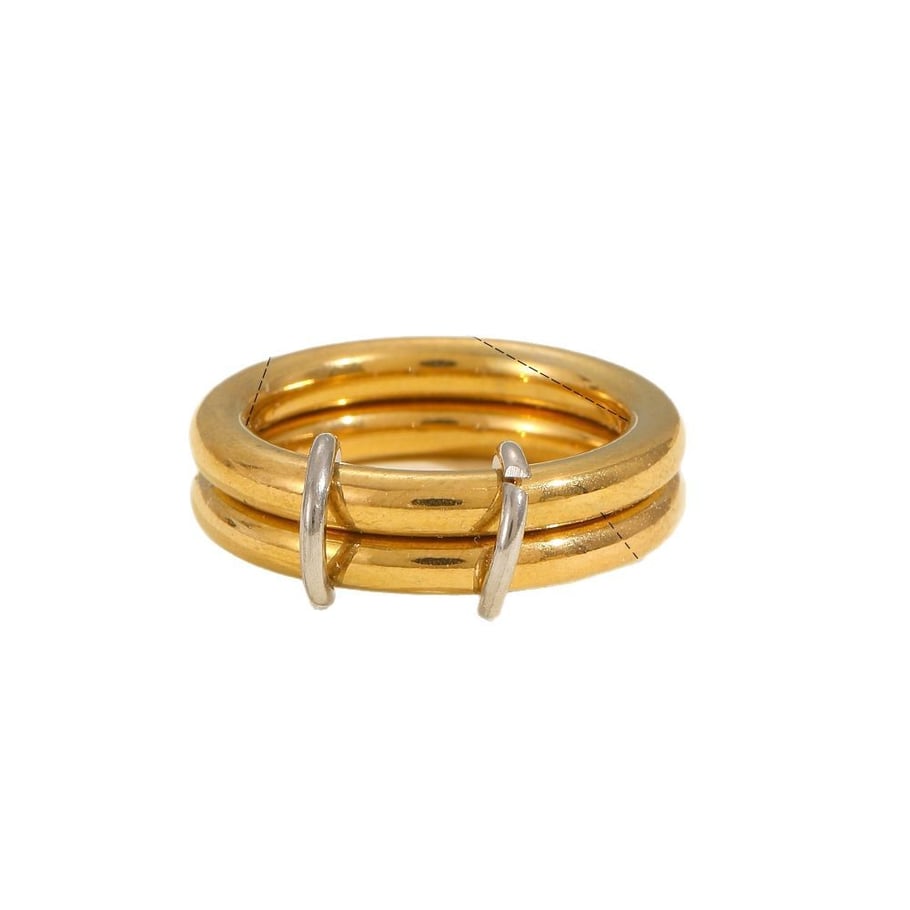 1 Stück moderne mehrschichtige Edelstahlringe in Goldfarbe für Damen Bild4