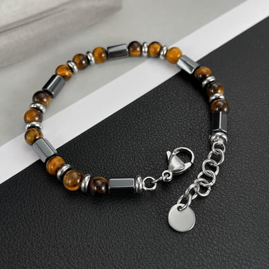 Daily Geometric Natural Stones Material Men's Beaded Bracelets h5 Picture2