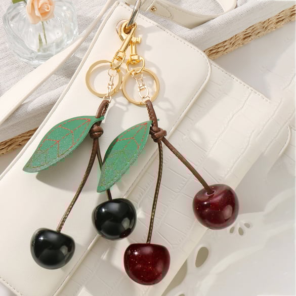 Leather Cherry Bag Charms