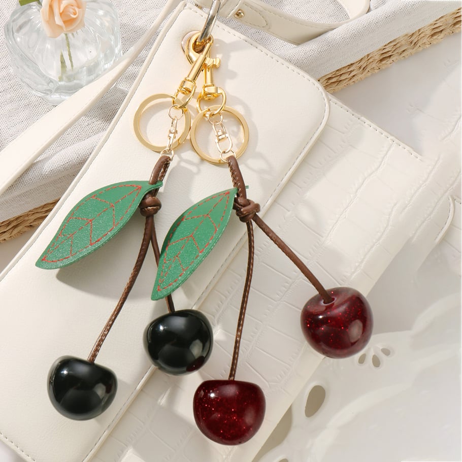 Leather Cherry Bag Charms Picture3