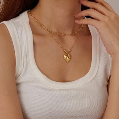 1 Piece Superior Series Chic Heart Stainless Steel Gold Color  Women's Pendant Necklaces h5 Picture4