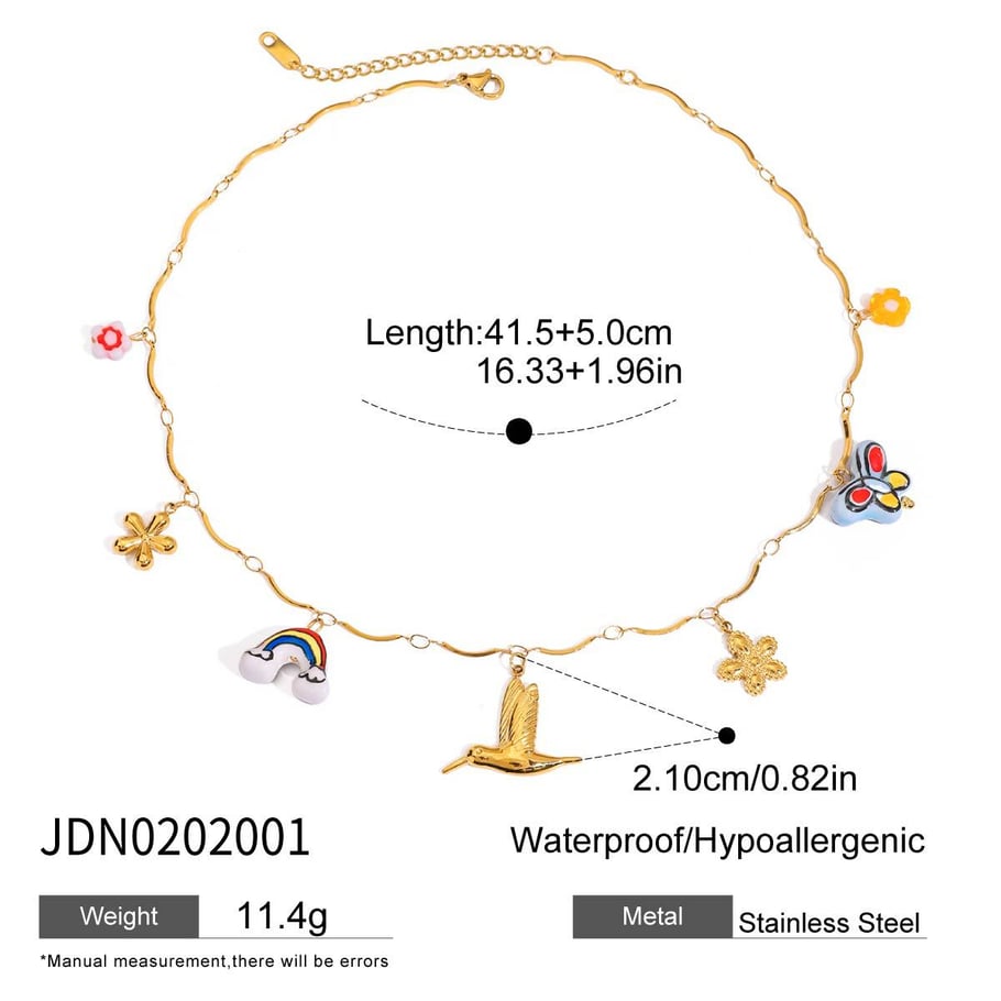 Sweet Rainbow Stainless Steel  Gold Color Pendant Necklace Picture2