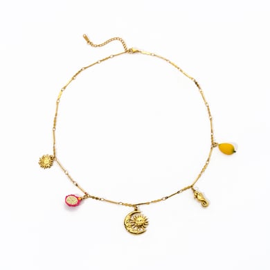 Delicate Marine Series Stainless Steel Gold Color Natural Stone Women's Pendant Necklaces h5 Picture6
