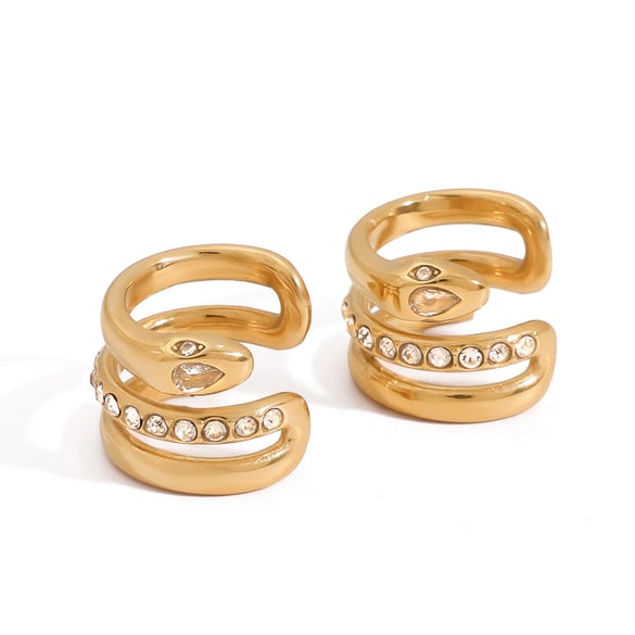 Snake Stainless Steel Gold Color Ear Cuffs 2