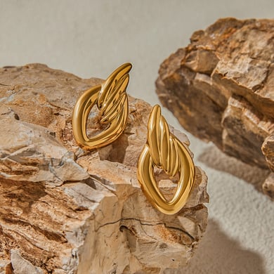 Ins Style Geometric Stainless Steel Gold Color Stud Earrings h5 Picture5
